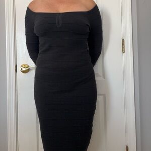 Black Off-Shoulder sweater Dress